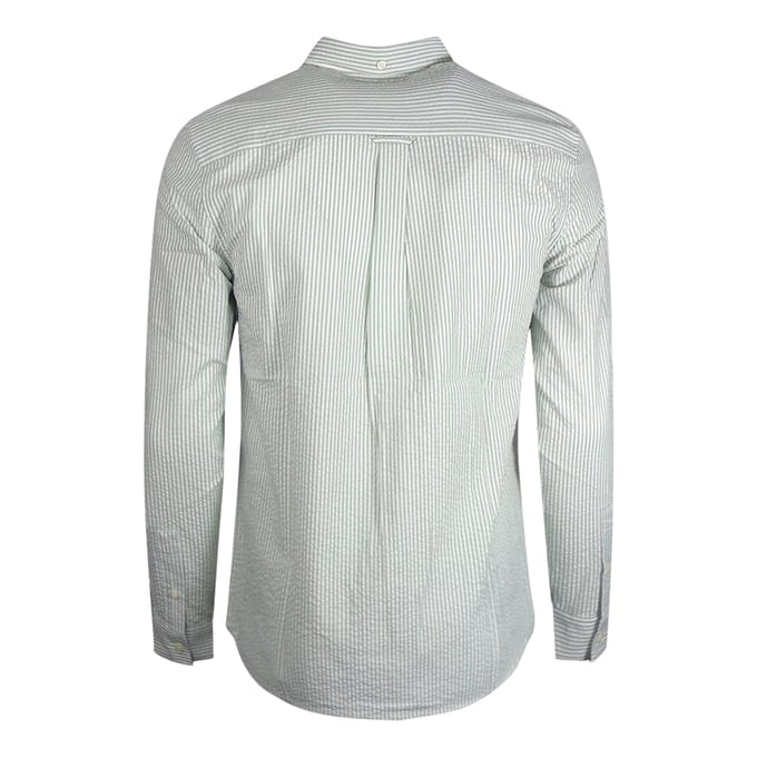 Lyle & Scott Seersucker Strike groen shirt met lange mouwen
