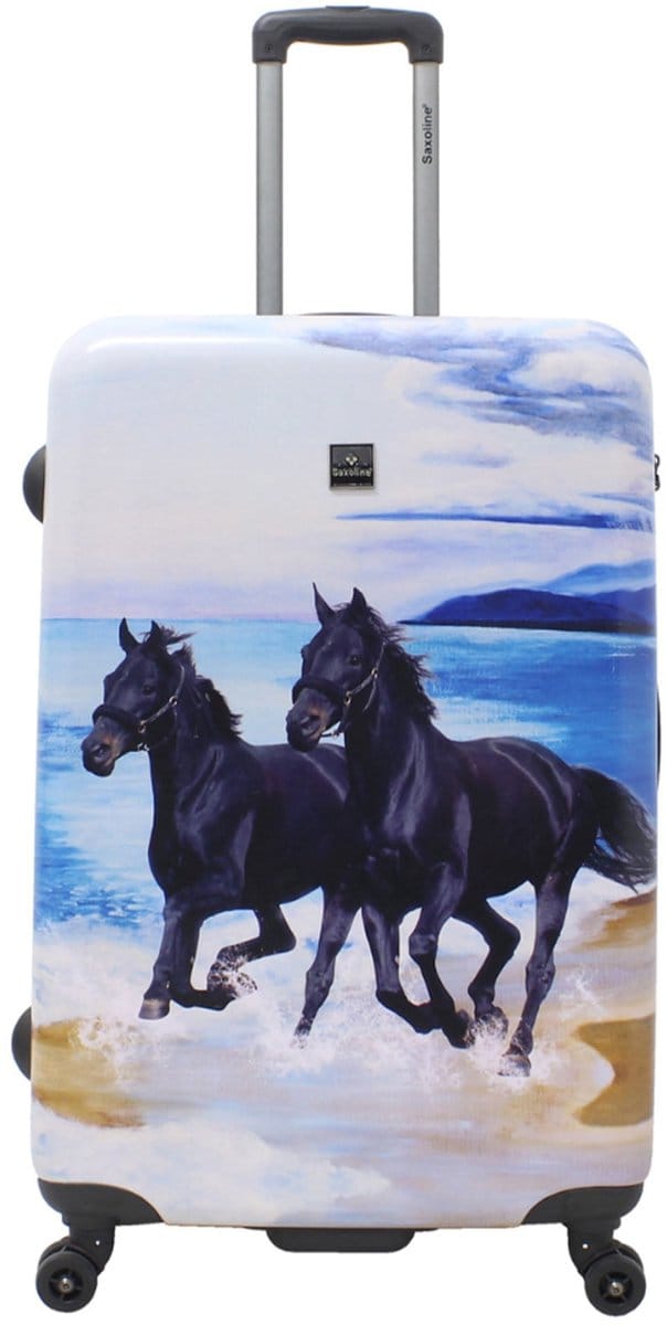 Saxoline Harde Koffer / Trolley / Reiskoffer - 77 cm (Large) - Black Horse Print - Bedrukt / Large