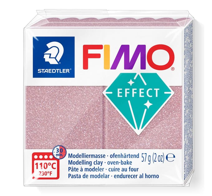 FIMO effect ovenhardende boetseerklei standaard blokje 57 g - glitter rosé gold