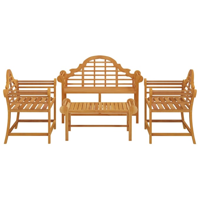 vidaXL - 4-delige - Loungeset - massief - teakhout