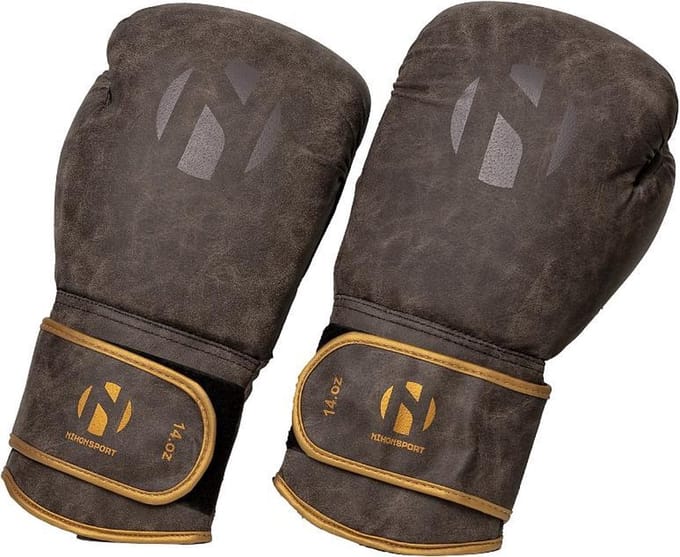 Hybride bokshandschoenen Nihon | semi-leer | Bruin gemêleerd (Maat: 12OZ)