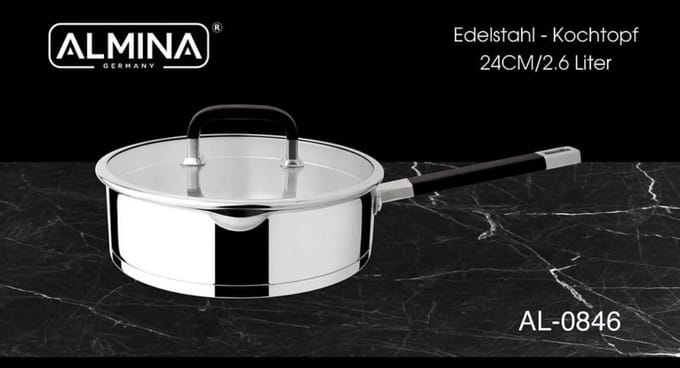 Almina Koekenpan - RVS - Met Deksel - Ø24 cm - 2,6 Liter