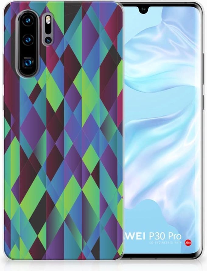 Huawei P30 Pro TPU Hoesje Abstract Green Blue