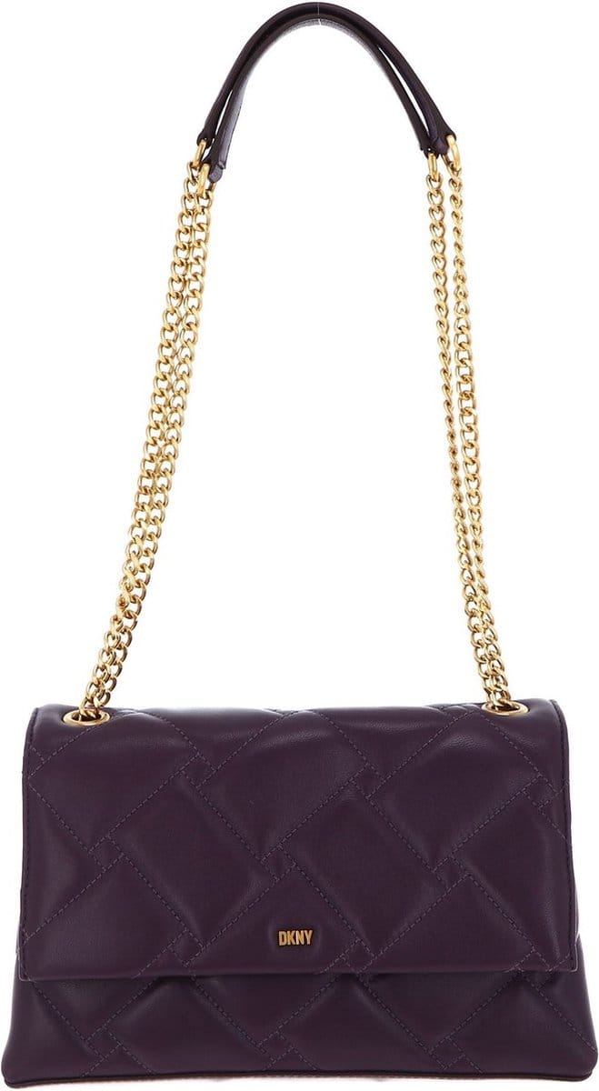 DKNY Leren Schoudertas Avondtas Willow Leather Shoulder Bag Aub / Gld (rood)paars