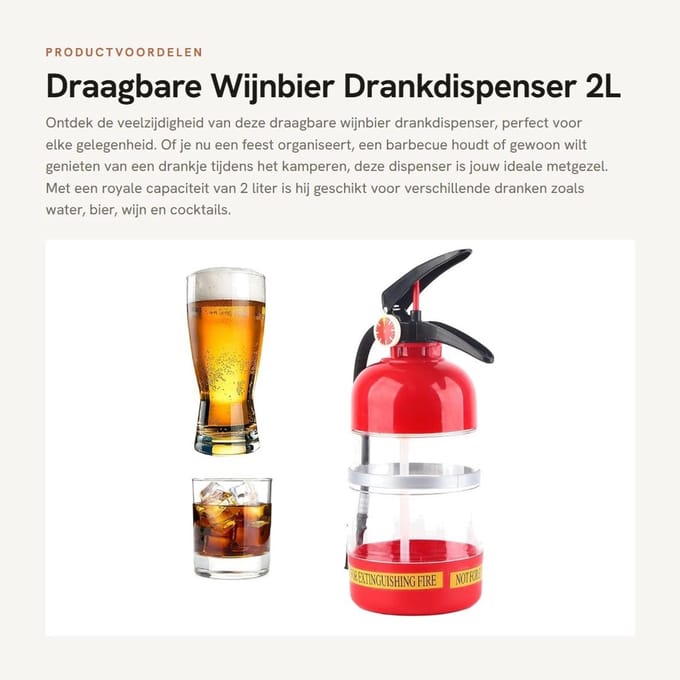 Dailygoods- Drankdispenser 2L Capaciteit - Draagbaar - Handdrukontwerp - Acryl - Duurzaam - Corrosiebestendig - Drankpomp