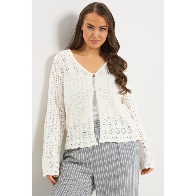 Yours Ivoorwit Pointelle Gebreid Vest Size 54-56