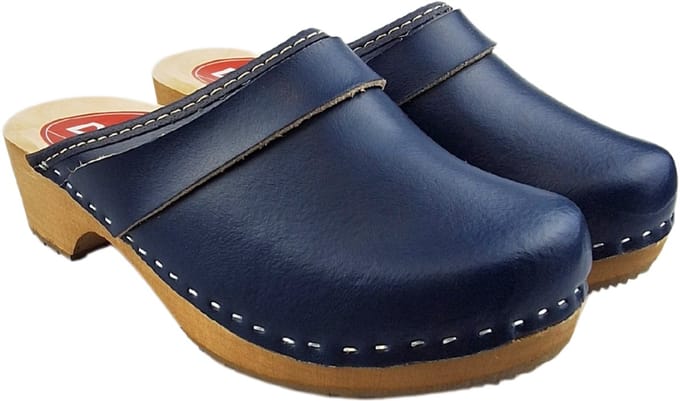 Dina Zweedse klompen - Tuinklompen - Thuisklompen - Unisex klompen - Blauw echt leder - maat 39