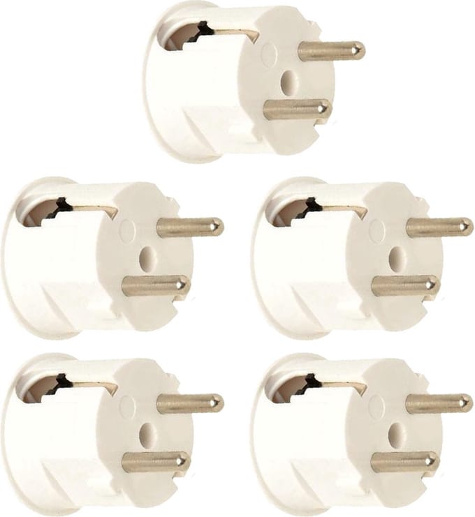 Haakse Stekker met Randaarde - 16A 230V - Wit - Per 5 stuks