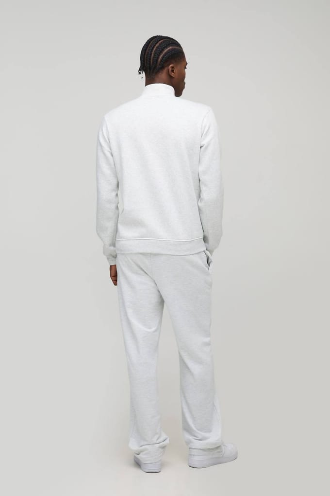 Regular Essential Quarter Zip Funnel Neck Sweatshirt | Grey Marl | Size Small