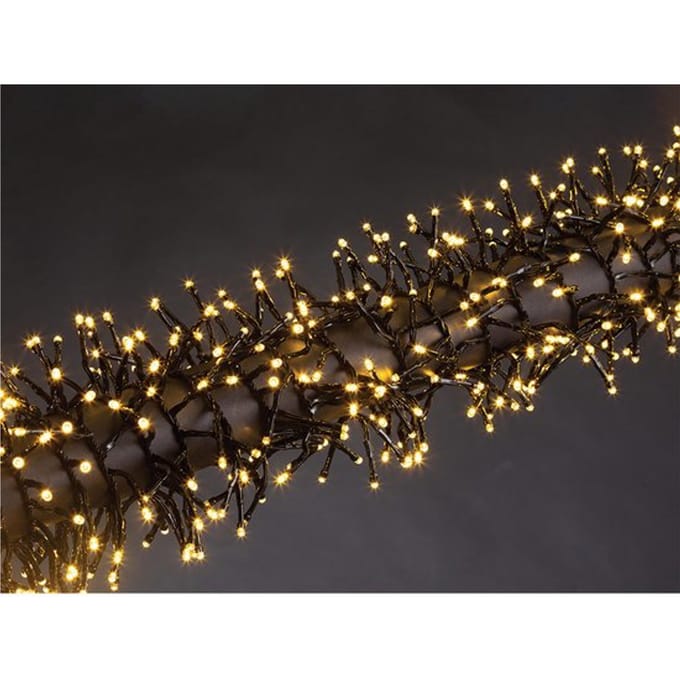 Kuma LED, lichtslinger, 12 m, 1020 leds, warmwit, zwarte kabel, voor binnen en buiten, modulator, 24 V