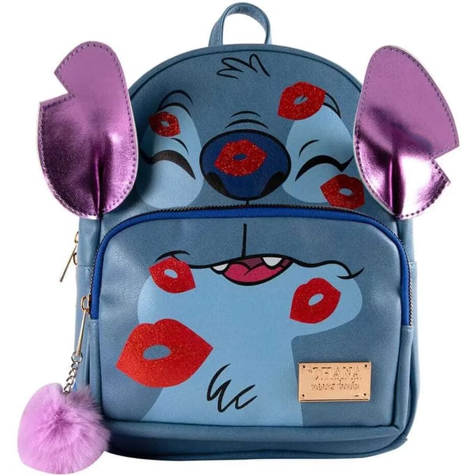 Stitch kisses - kleine rugzak - 27cm x 21cm - dubbele ritssluiting - 3 vakken