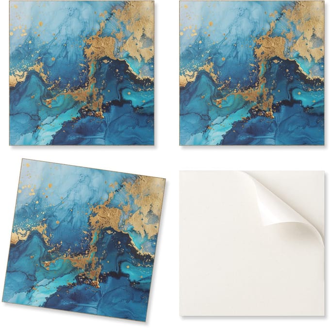 Zelfklevende vinyltegels met abstract waterpatroon, 20x20x20 cm