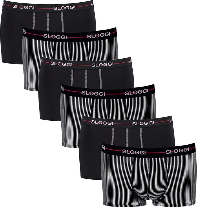 Sloggi Retro Short 6-Pack Heren Onderbroeken - Zwart Gestreept - Maat M
