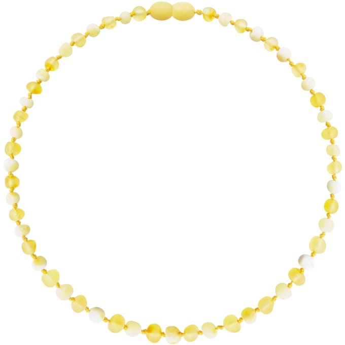 Wild Sun Barnsteen Ketting Kind - Amber Ketting - Baltische Barnsteen – 36 cm – Lemon / Milk