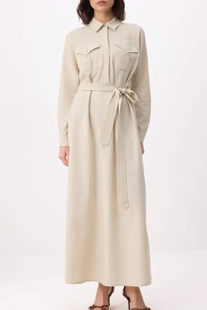 Platte maxi-jurk voor dames, lange A-lijn model, geschikt voor hijab.