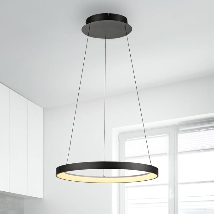 Paul Neuhaus LED hanglamp Hoop, zwart, Ø 57 cm, dimbaar