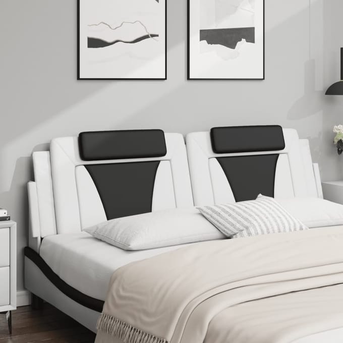vidaXL - Hoofdbordkussen - "Viana" - 180 - cm - kunstleer - wit - en - zwart