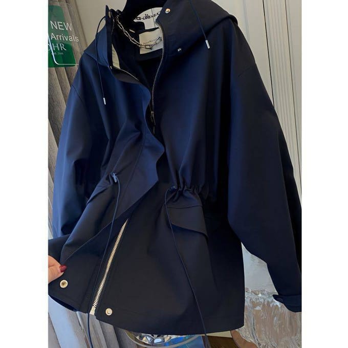Trenchcoat Dames Herfst Nieuwe Herfst Schoonheid Trekkoord Top Korte Taille Baseballjack 4XL gray