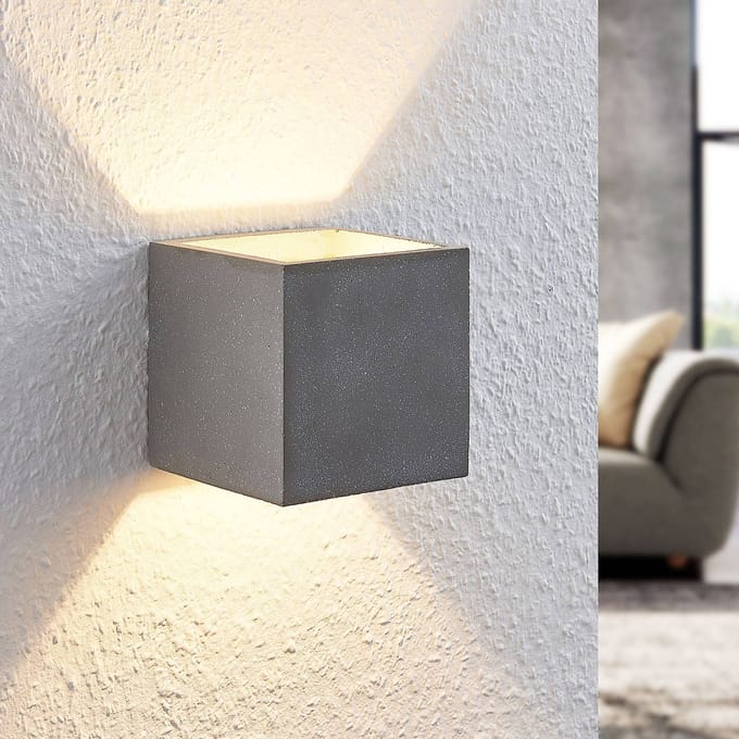 Lindby - wandlamp - 1licht - Beton - H: 11.5 cm - G9 - grijs