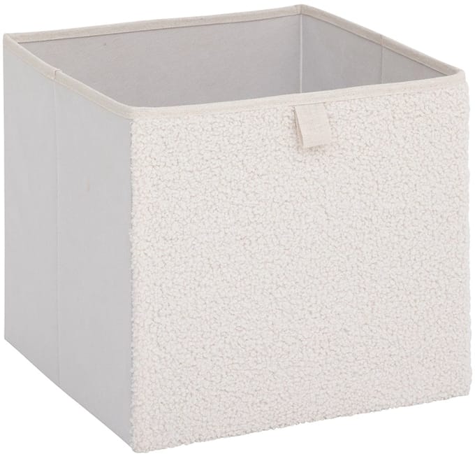Opbergmand met Teddy stof Five® - Wit - Opvouwbaar