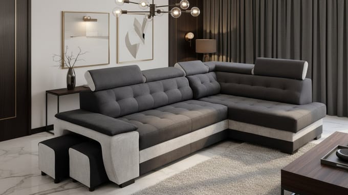 Luxe Uitschuifbare Slaapbank – Antraciet – 277x180x100 cm – Industrohome
