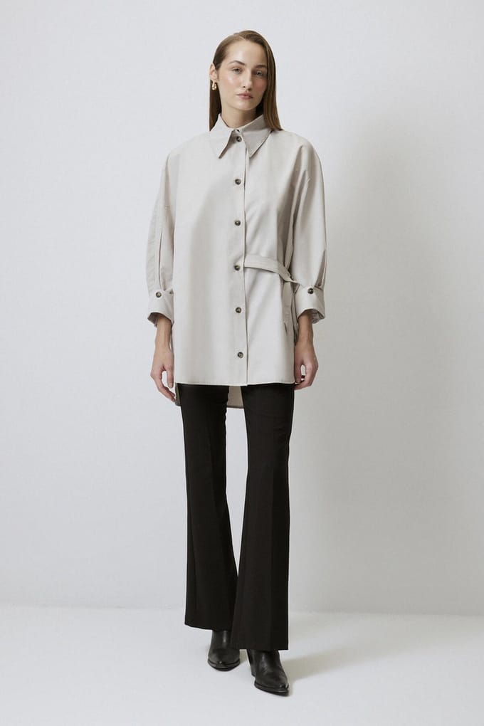 Touché Privé - Comfortabele tuniek-blouse met asymmetrische knopen - Grijs - Dames