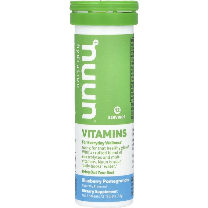 Nuun, hydratatie, vitamines, bruisdrank, bosbes granaatappel, 12 tabletten