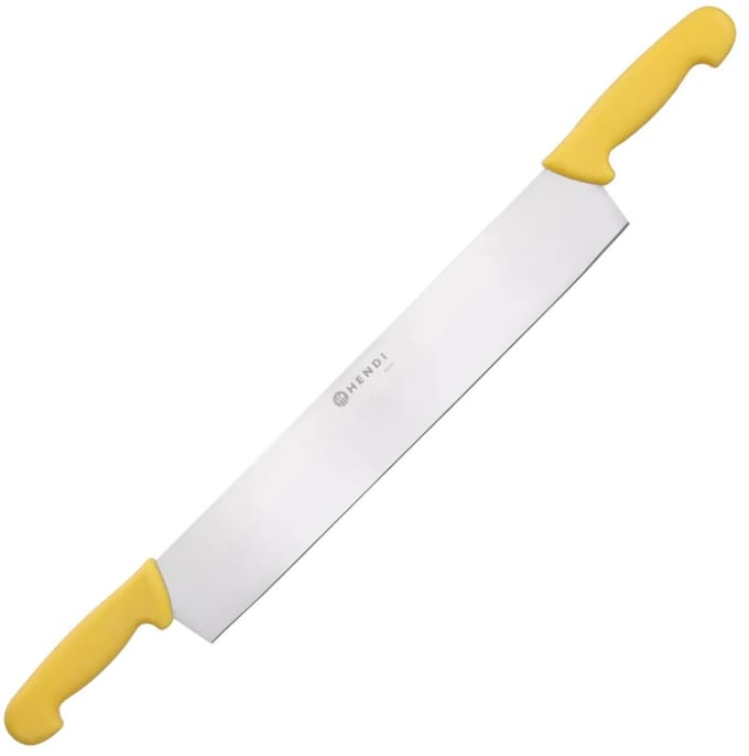HENDI Lang kaasmes met dubbele handgreep – roestvrij staal – ergonomisch – 655 mm – geel