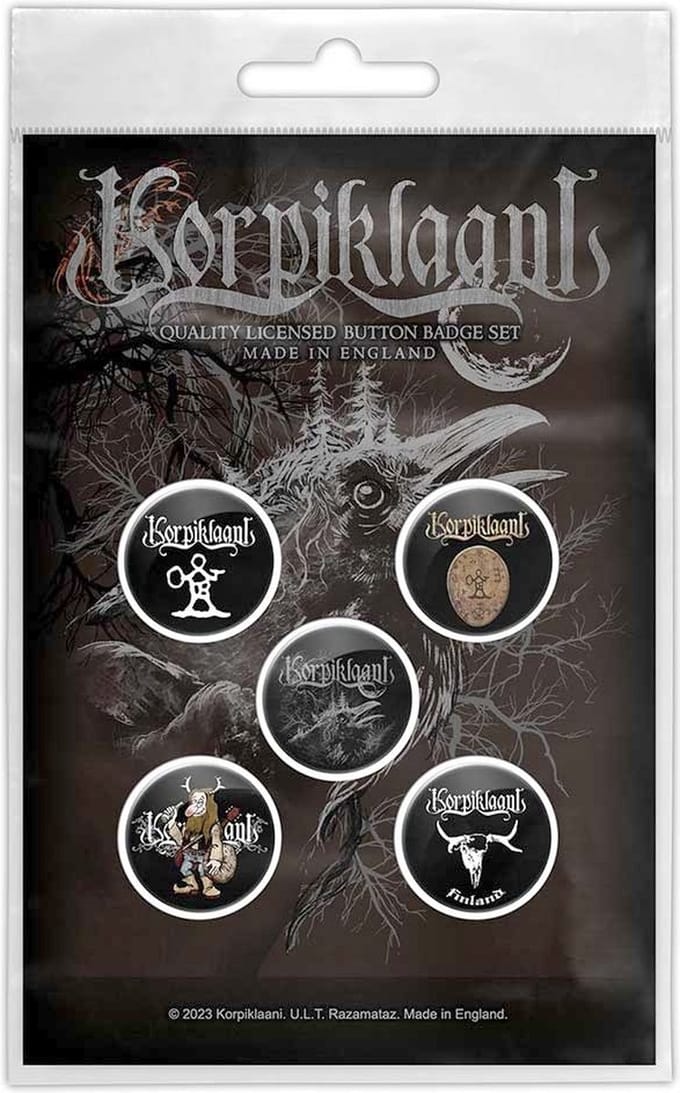 Korpiklaani - Raven Badge/button - Set van 5 - Zwart