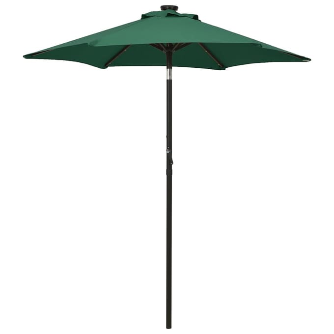 vidaXL - Parasol - met - LED-verlichting - 200x211 - cm - aluminium - groen