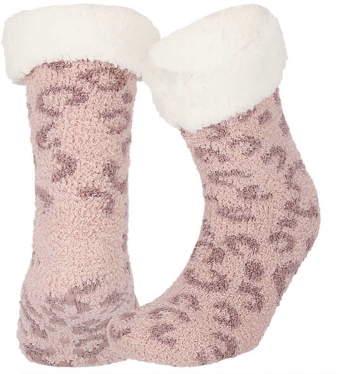 Apollo - Dames - Huissokken - Panterprint - Antislip - One Size - Roze