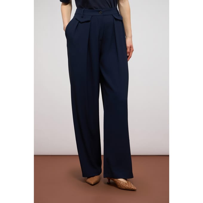 Oltre Palazzo Pants In Fluid Fabric Blue Taglia: 44 | Pantaloni da completo Outlet | Donna | Blu