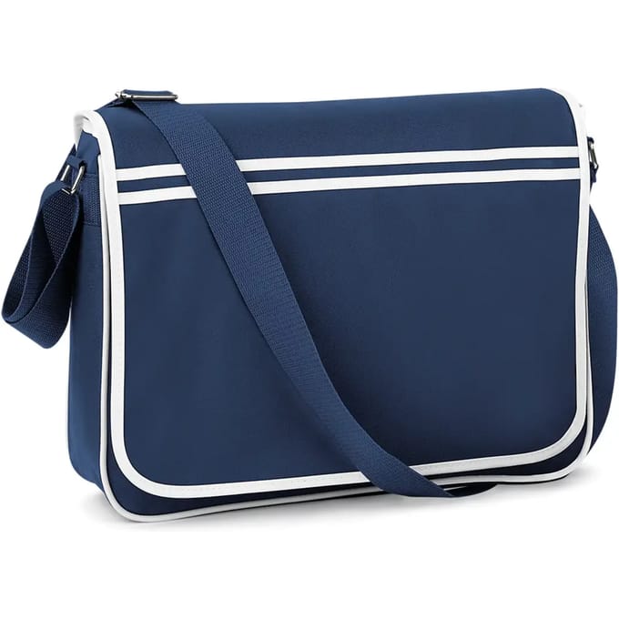 BagBase Retro Messenger BG71 - French Navy/White - 40 x 30 x 10 cm
