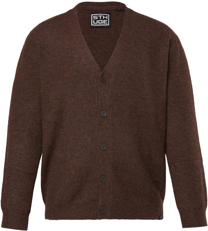 STHUGE - Heren - Cardigan V-hals - Aardebruin - Maat L