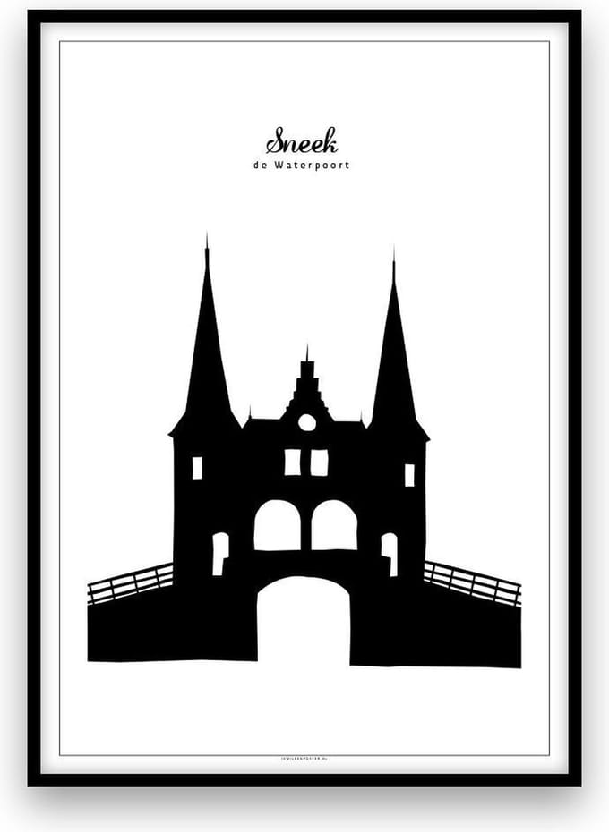 Sneek stadposter - Zwart-wit