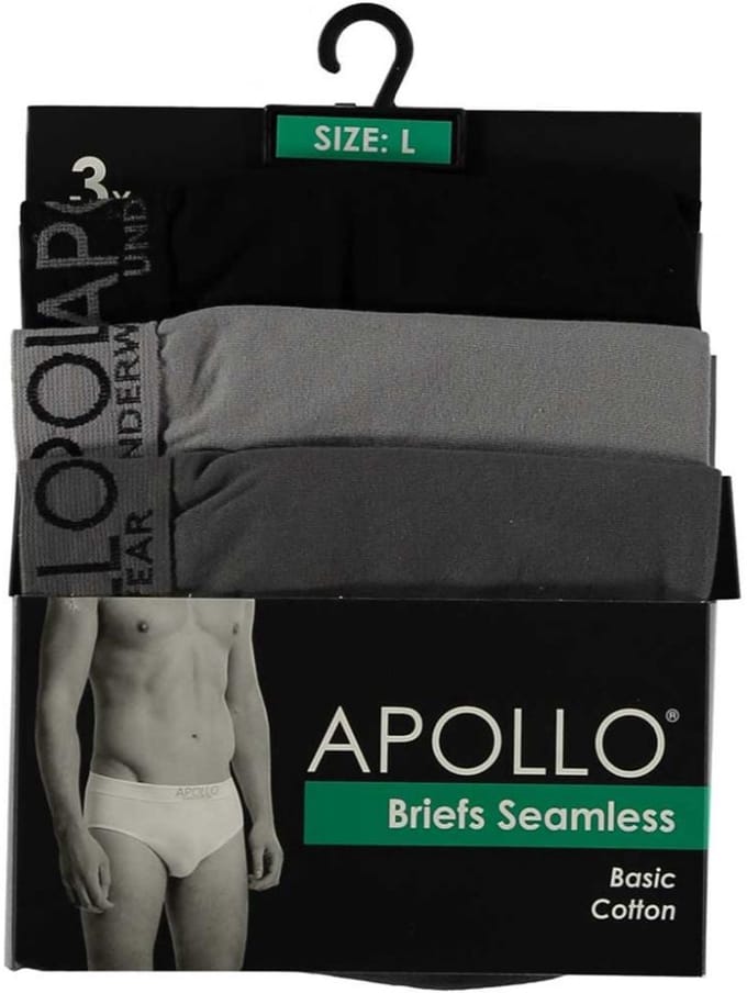 Comfort Essentials - 3-pack naadloze, katoenen herenslips - Zwart/grijs - XXL