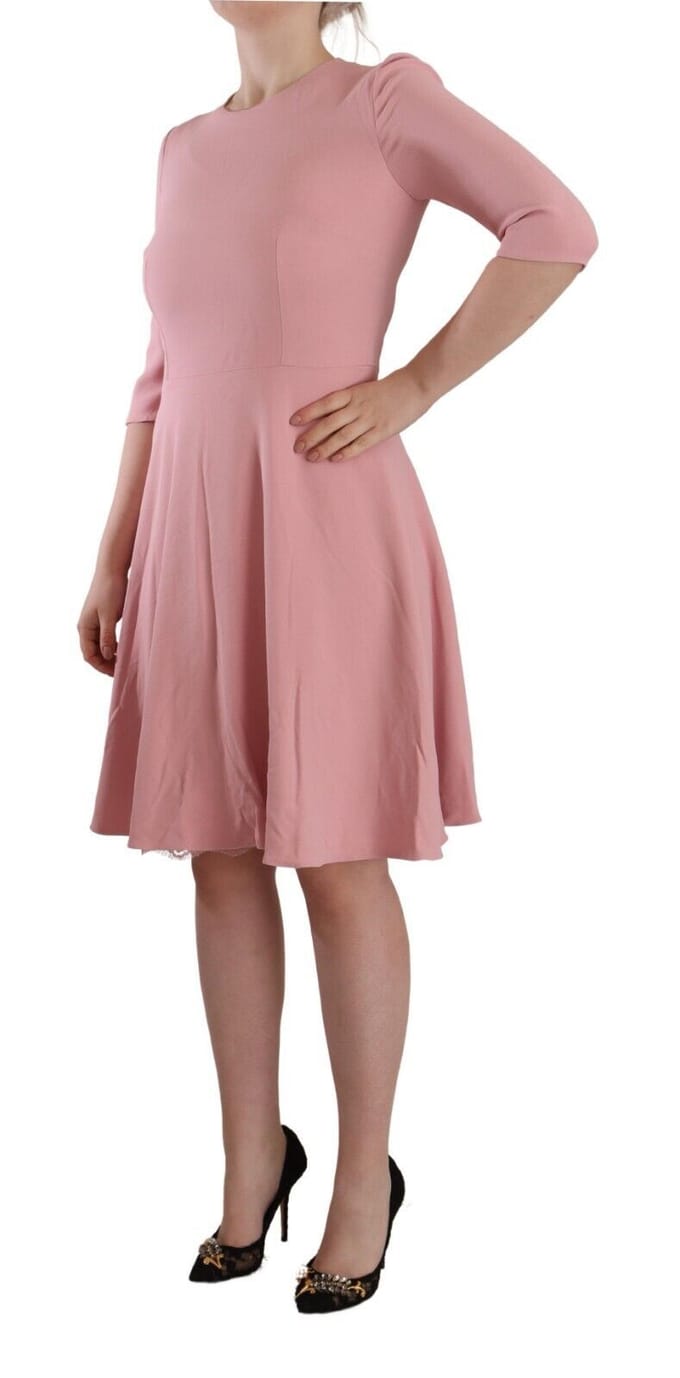 Dolce & Gabbana Roze 3/4 Mouwen Viscose Mix A-lijn Damesjurk
