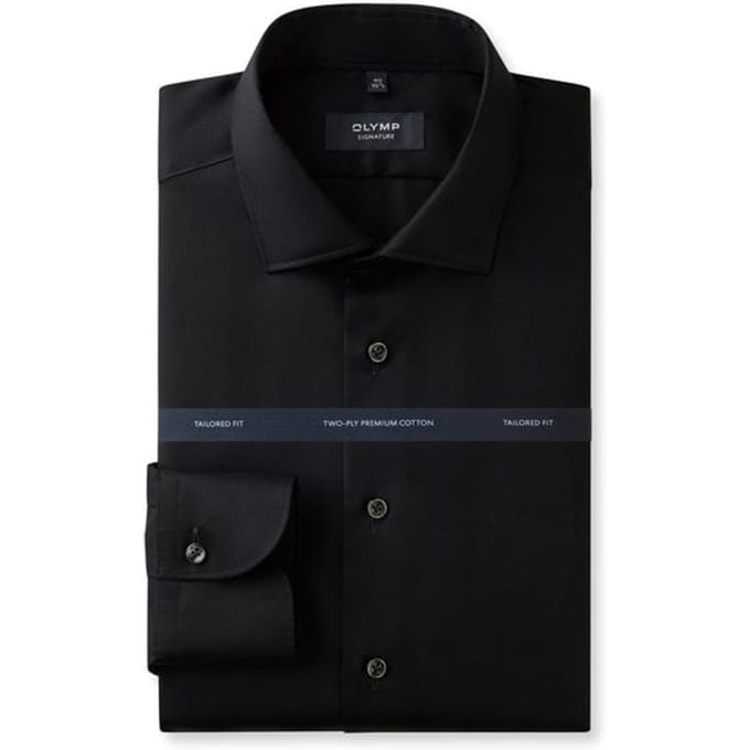 OLYMP Signature Overhemd, Tailored Fit, Signature Kent, Zwart
