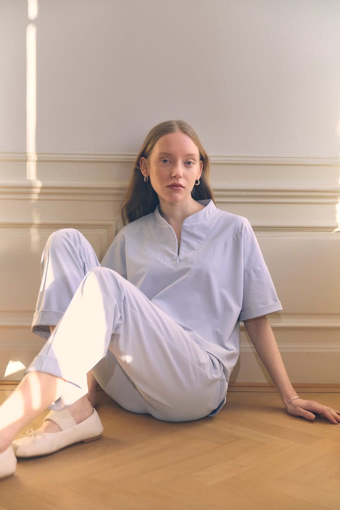 Lissa structure tech jersey top | Light Blue - Light Blue / S