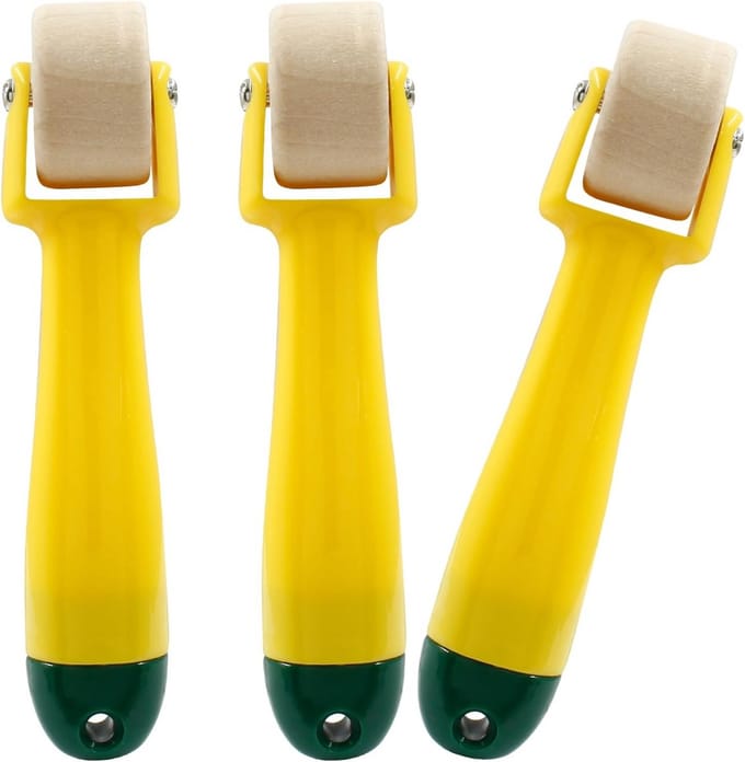 3 Stuks Houten Naadrollers met Ergonomische Handgreep voor Behang en Quilten