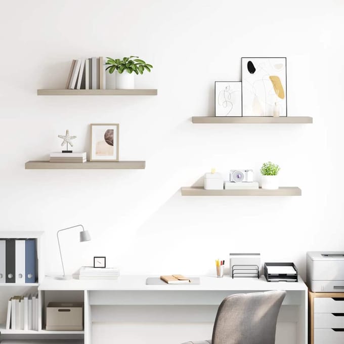 vidaXL - Wandschappen - zwevend - 4 - st - 80x23,5x3,8 - cm - MDF - eikenkleurig