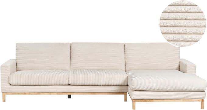 SIGGARD - Hoekbank - Lichtbeige - Linkszijdig - Corduroy