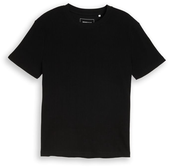 Tom Tailor Denim - T-shirt met wafelstructuur - Maat M - Black