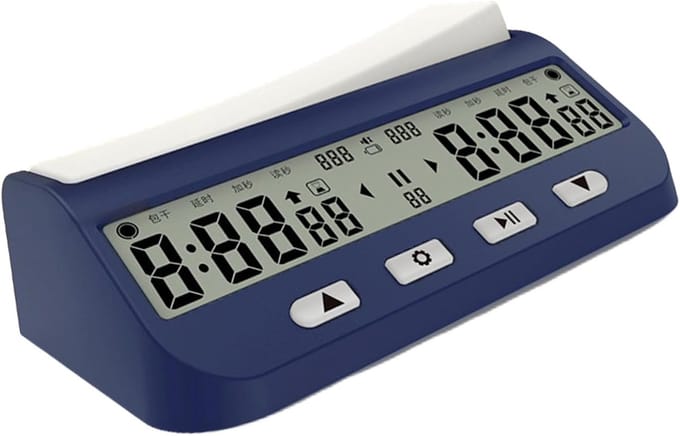 Intelligente Schaakklok - Toernooi Timer - Competitief Spel - Vijf Timing Methoden - 14cm - Donkerblauw