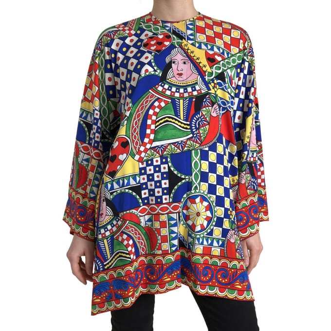 Zijde Speelkaarten Print Blouse