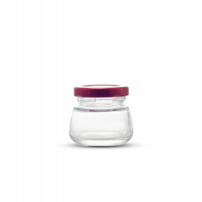 Glazen potje 50ml met rode metalen dop