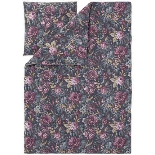 LIVARNO Renforcé-beddengoed, 140 x 200 cm (Bloemen/antraciet)