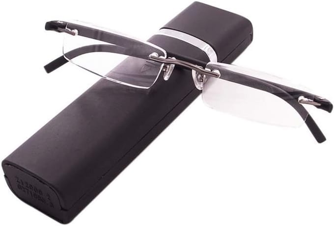 Ultralichte TR90 Frameloze Leesbril met Etui - Leeshulp voor Dames en Heren (+1,5)