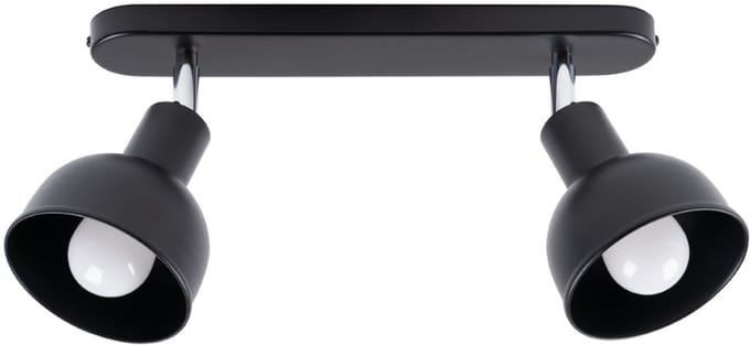 Sollux Lighting Plafondlamp Elba - E27 - zwart - staal - 18.5x47x24cm