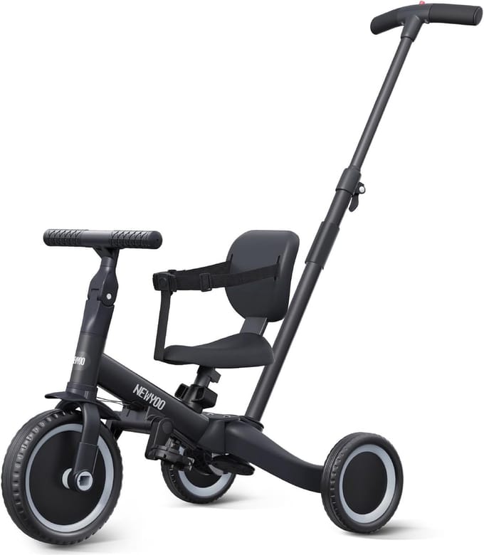 Kinderdriewieler 5-in-1 - Loopfiets Drietraps - Leren Fietsen - Multifunctioneel Aanpasbaar - 62 x 43 x 50 cm - Zwart
